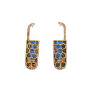 Gold earrings with deep blue