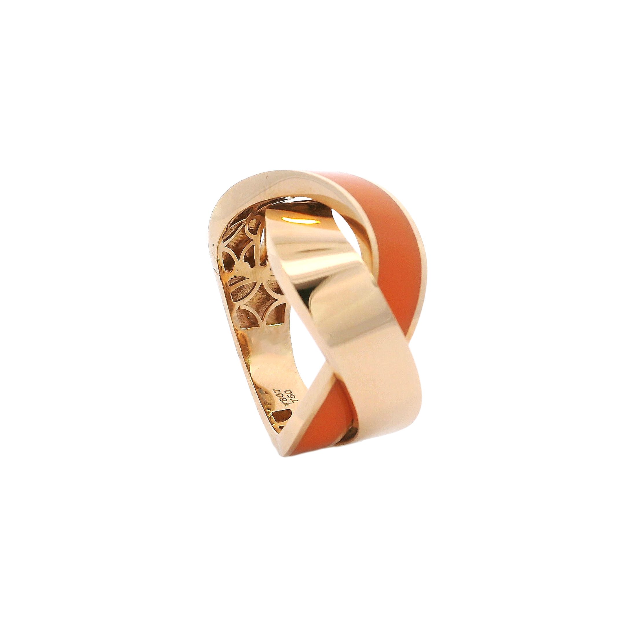 Amber Twist Orange Enamel Ring
