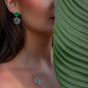 Dual Tone Drop Earrings